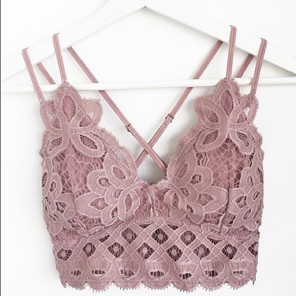 Dusty Blush scalloped adjustable strap bralette - Picture 2 of 3